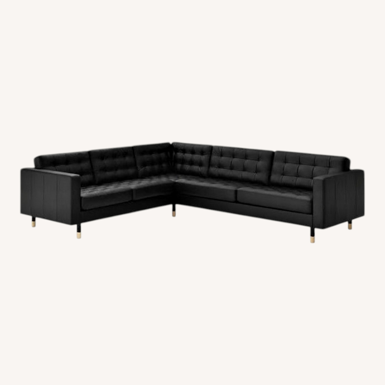 IKEA Morabo Black Leather 3+ Piece Sectional - image-0