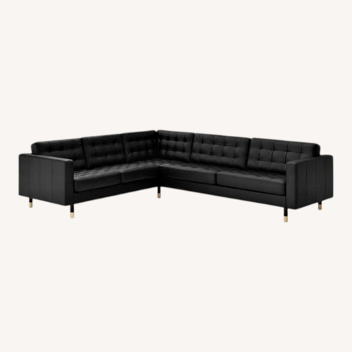 Used IKEA Morabo Black Leather 3+ Piece Sectional for sale on AptDeco