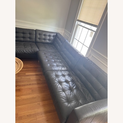 Used IKEA Morabo Black Leather 3+ Piece Sectional for sale on AptDeco