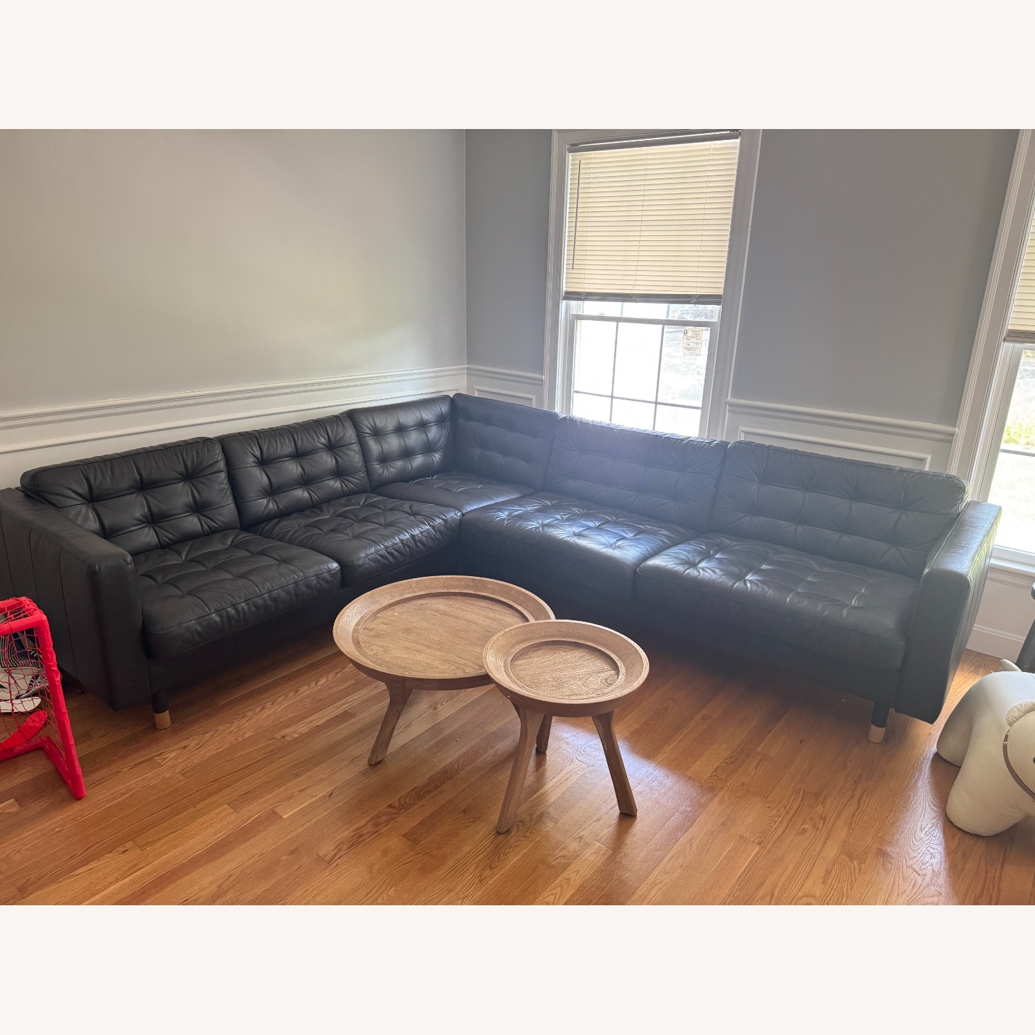 IKEA Morabo Black Leather 3+ Piece Sectional - image-5