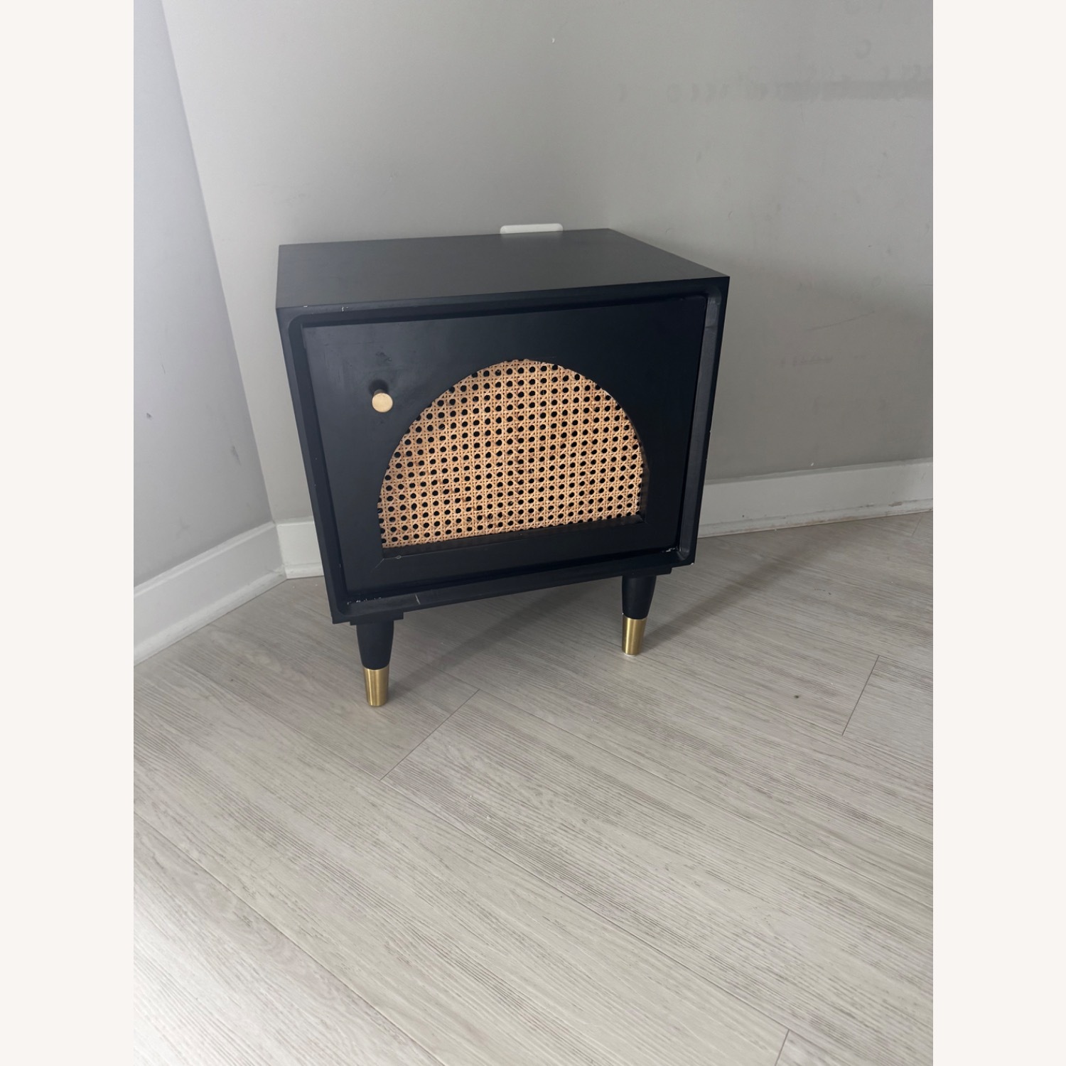 Homary Black Cane Wood  Nightstand - image-1