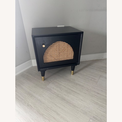 Used Homary Black Cane Wood  Nightstand for sale on AptDeco