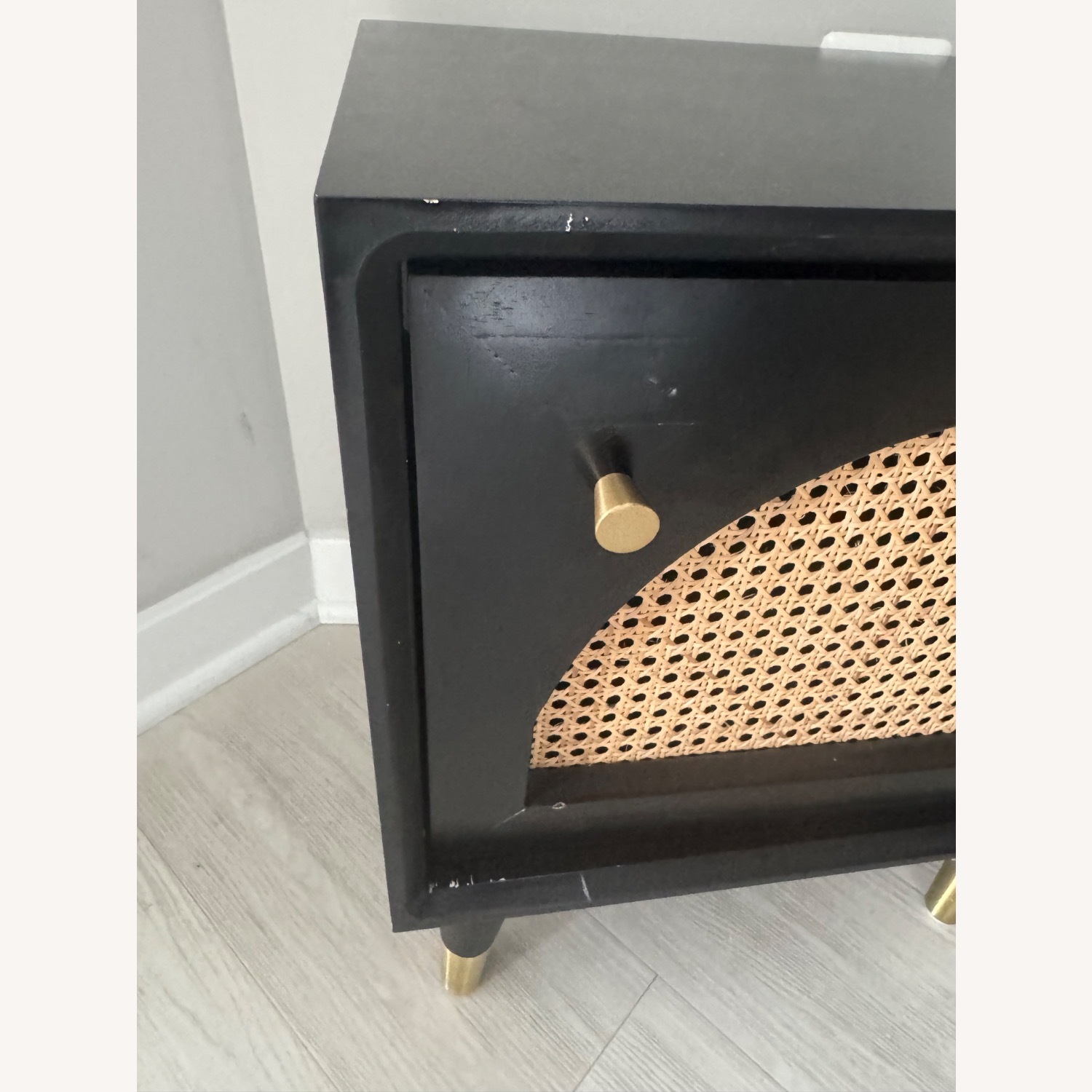 Homary Black Cane Wood  Nightstand - image-2