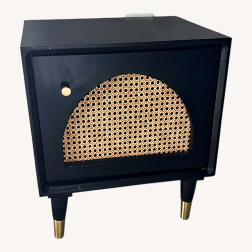Used Homary Black Cane Wood Nightstand for sale on AptDeco