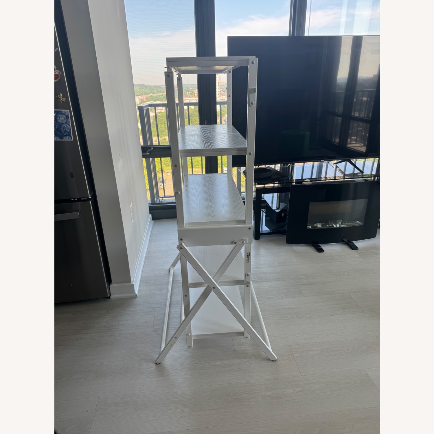 Convertible Bookshelf Desk Table White - image-2