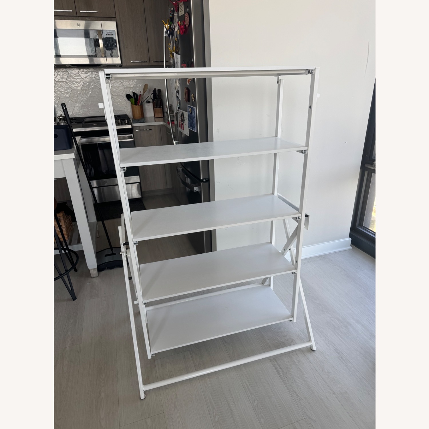 Convertible Bookshelf Desk Table White - image-1