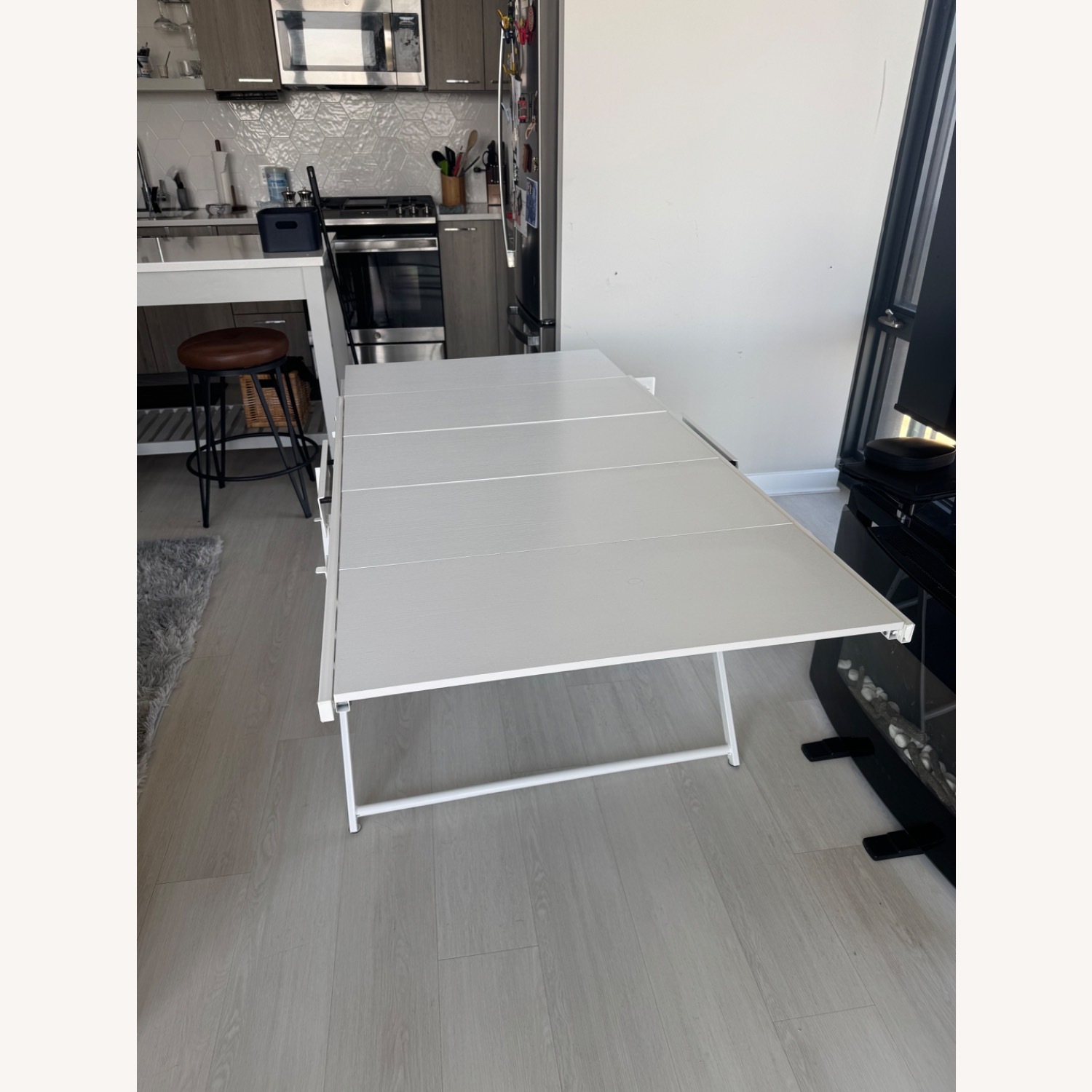 Convertible Bookshelf Desk Table White - image-4