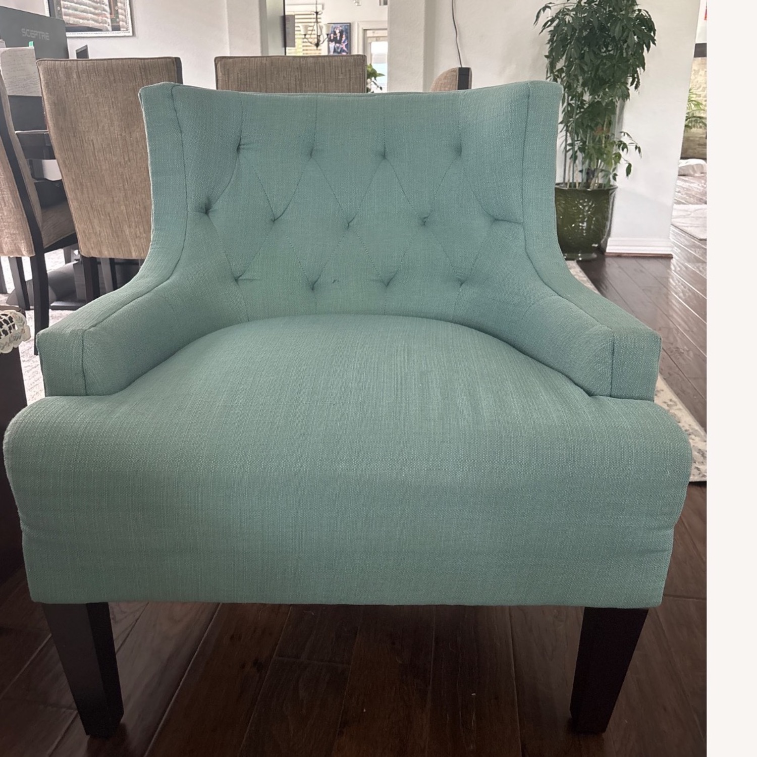 Green and Rustic Orange Fabric Accent Chair - image-2