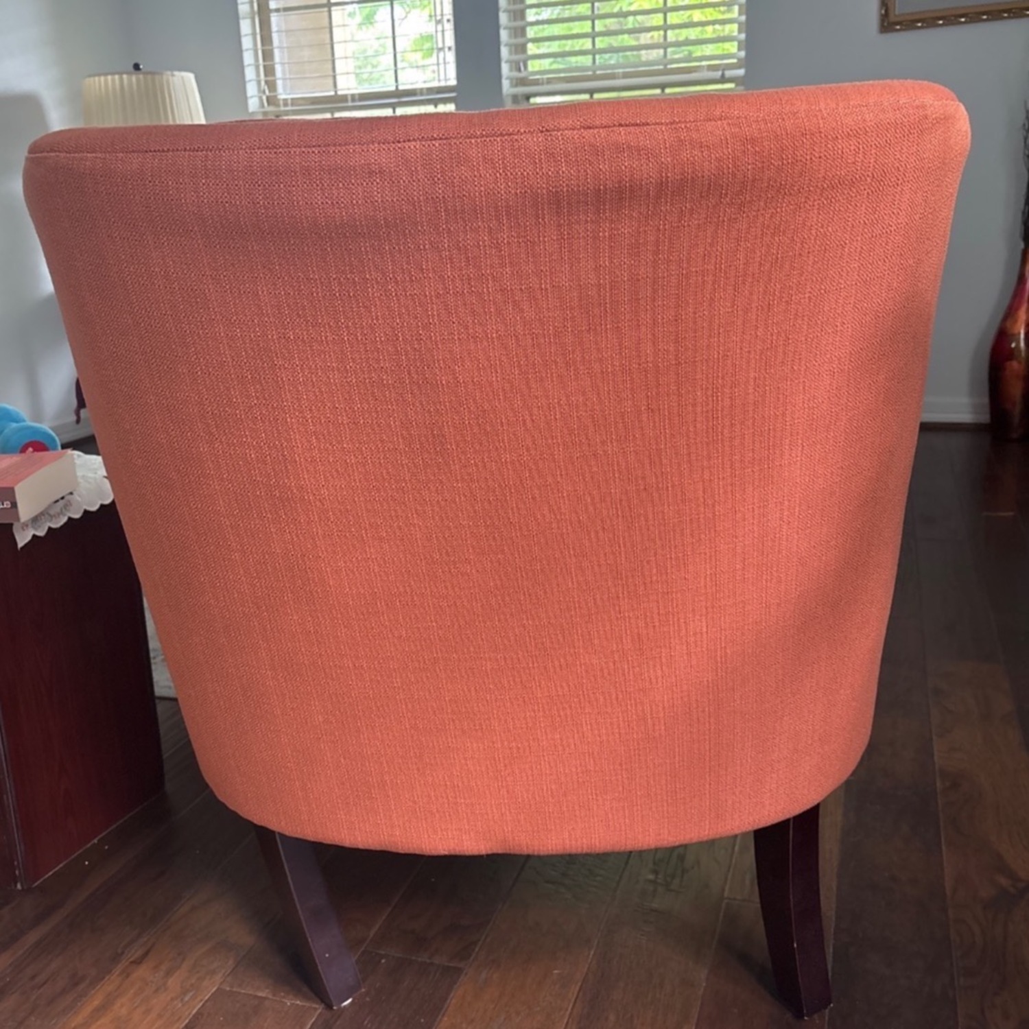 Green and Rustic Orange Fabric Accent Chair - image-4