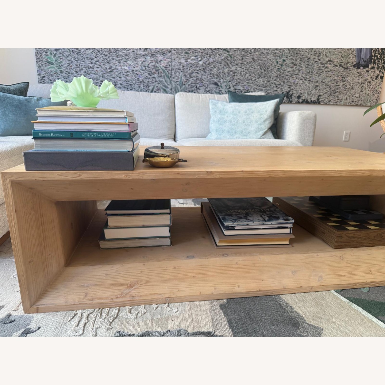 Crate & Barrel Vernon Natural Pine Wood 56" Rectangular Coffee Table - image-2