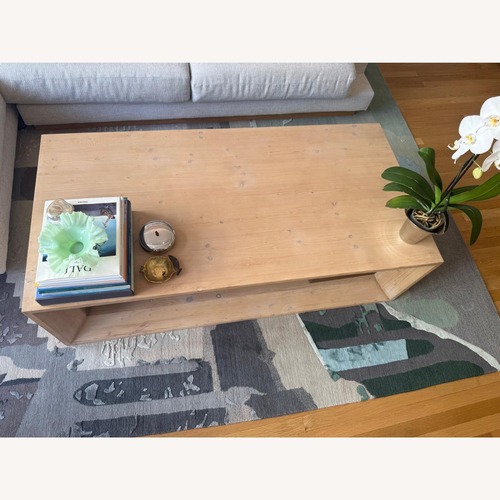 Used Crate & Barrel Vernon Natural Pine Wood 56" Rectangular Coffee Table for sale on AptDeco