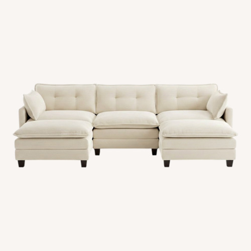 Used Flexible Combination Modern Deep Seat Sofa (Beige) for sale on AptDeco