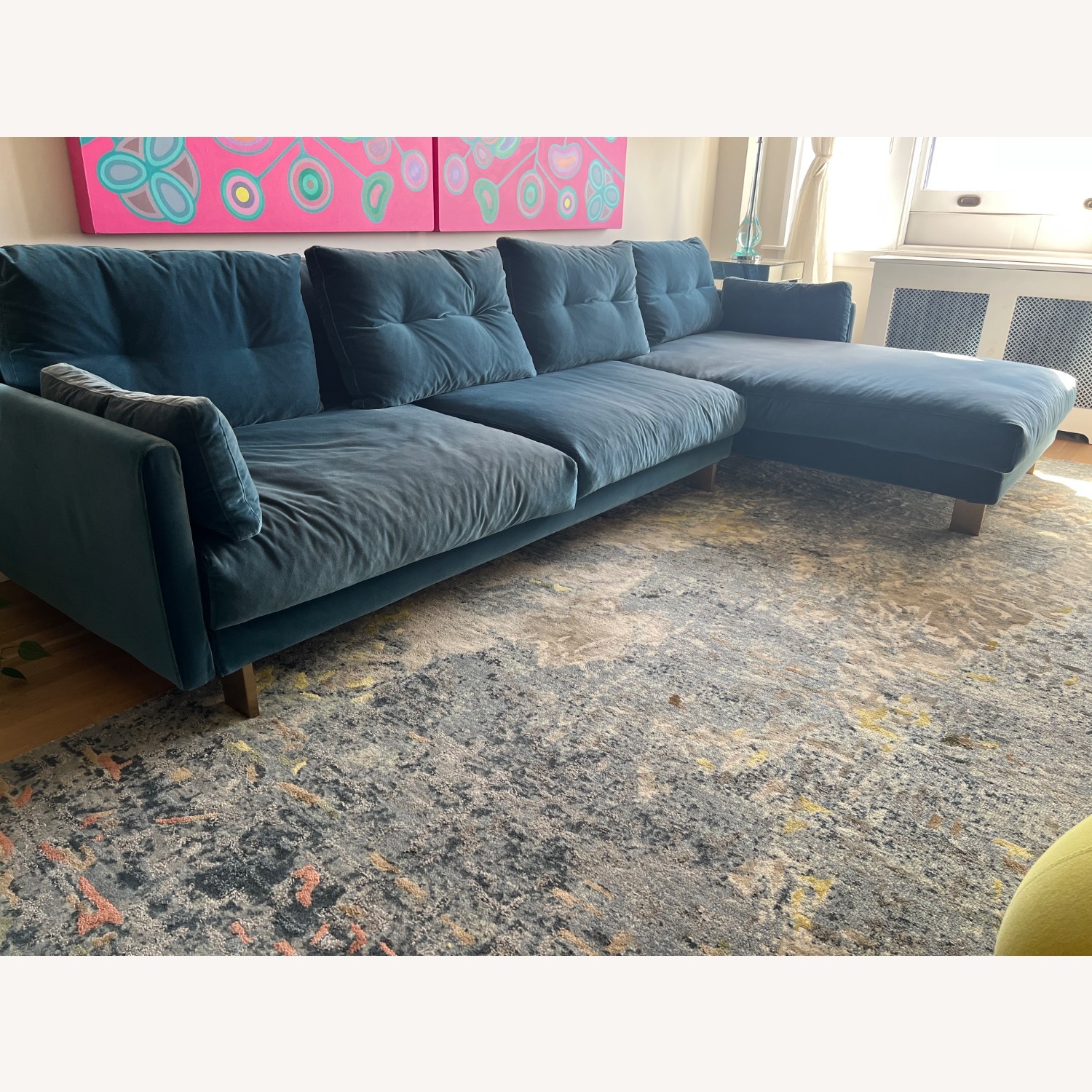 Jonathan Adler Malibu Blue Velvet 3+ Piece Sectional - image-1