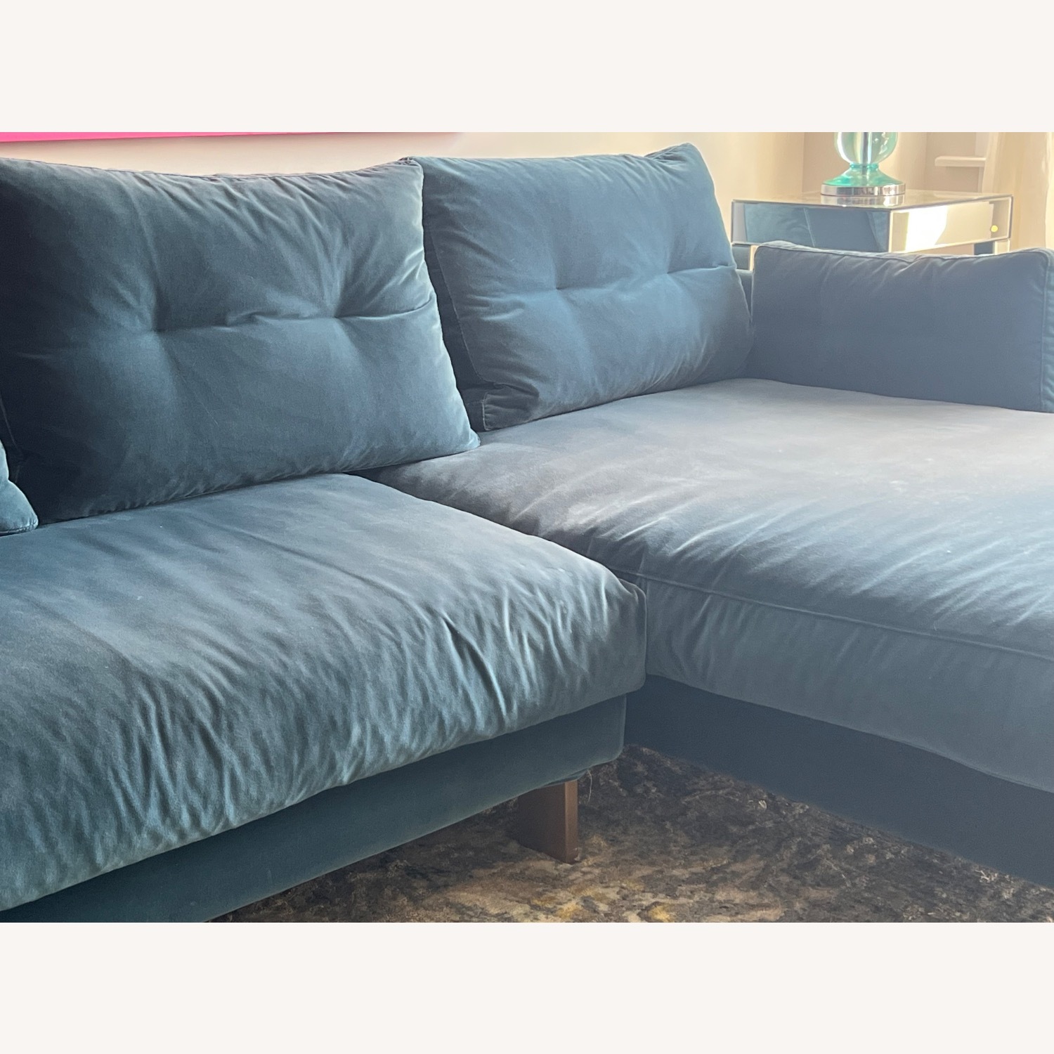Jonathan Adler Malibu Blue Velvet 3+ Piece Sectional - image-4