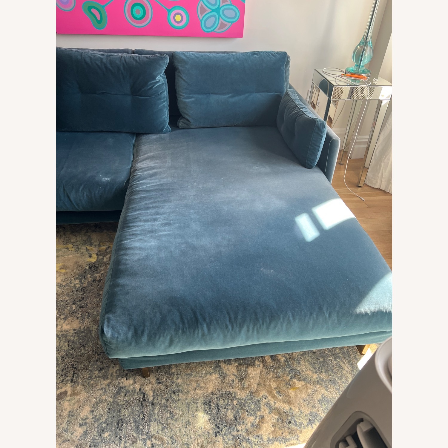 Jonathan Adler Malibu Blue Velvet 3+ Piece Sectional - image-2