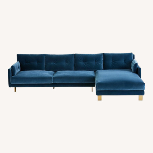 Used Jonathan Adler Malibu Blue Velvet 3+ Piece Sectional for sale on AptDeco