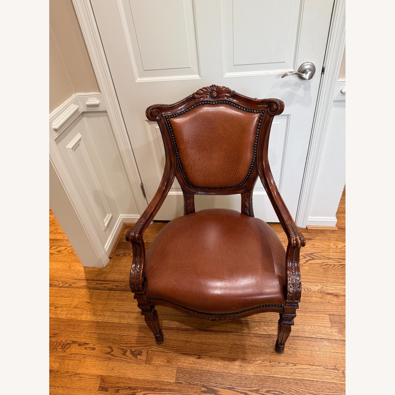 Theodore Alexander Dark Brown Leather Armchair - image-4