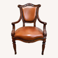Theodore Alexander Dark Brown Leather Armchair