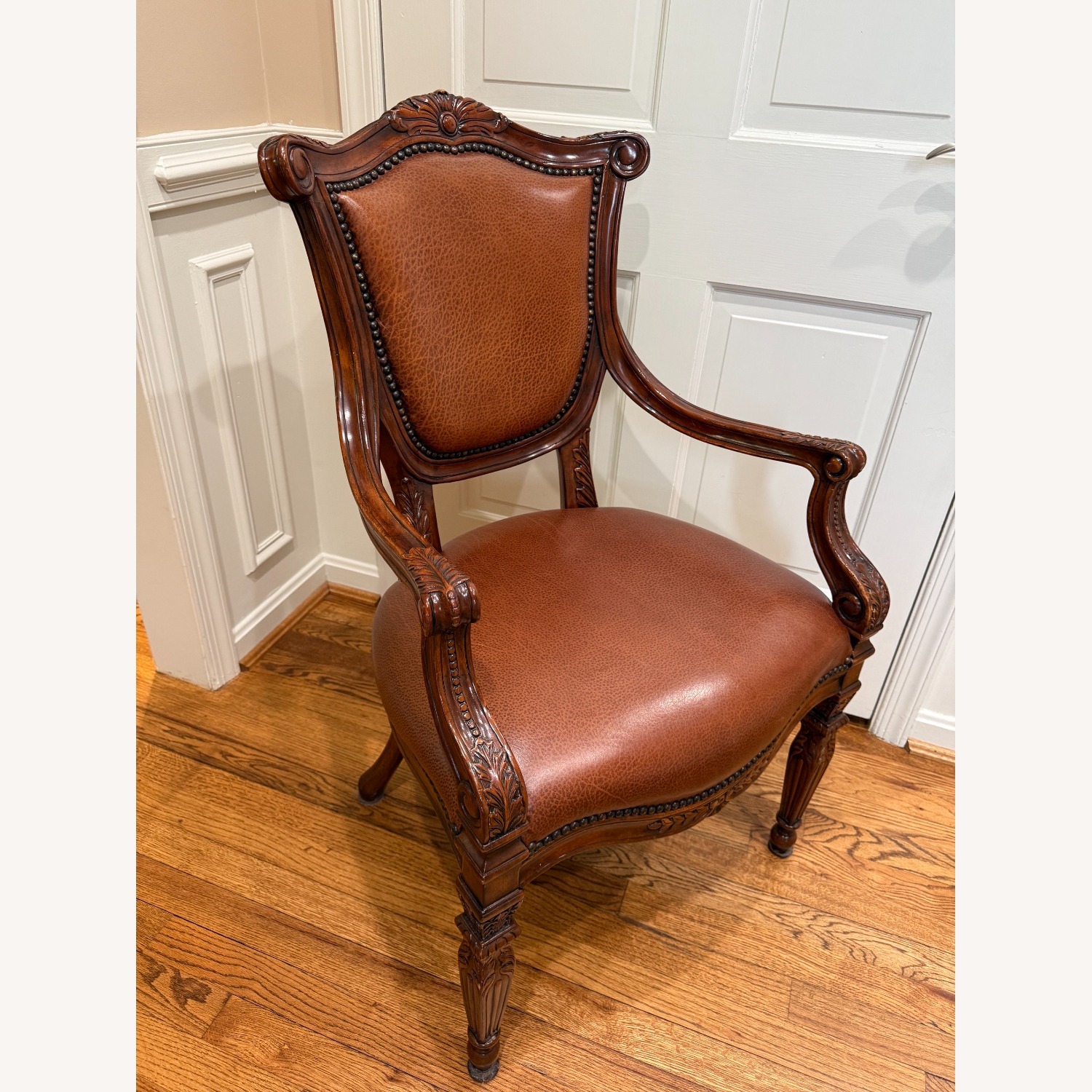 Theodore Alexander Dark Brown Leather Armchair - image-3