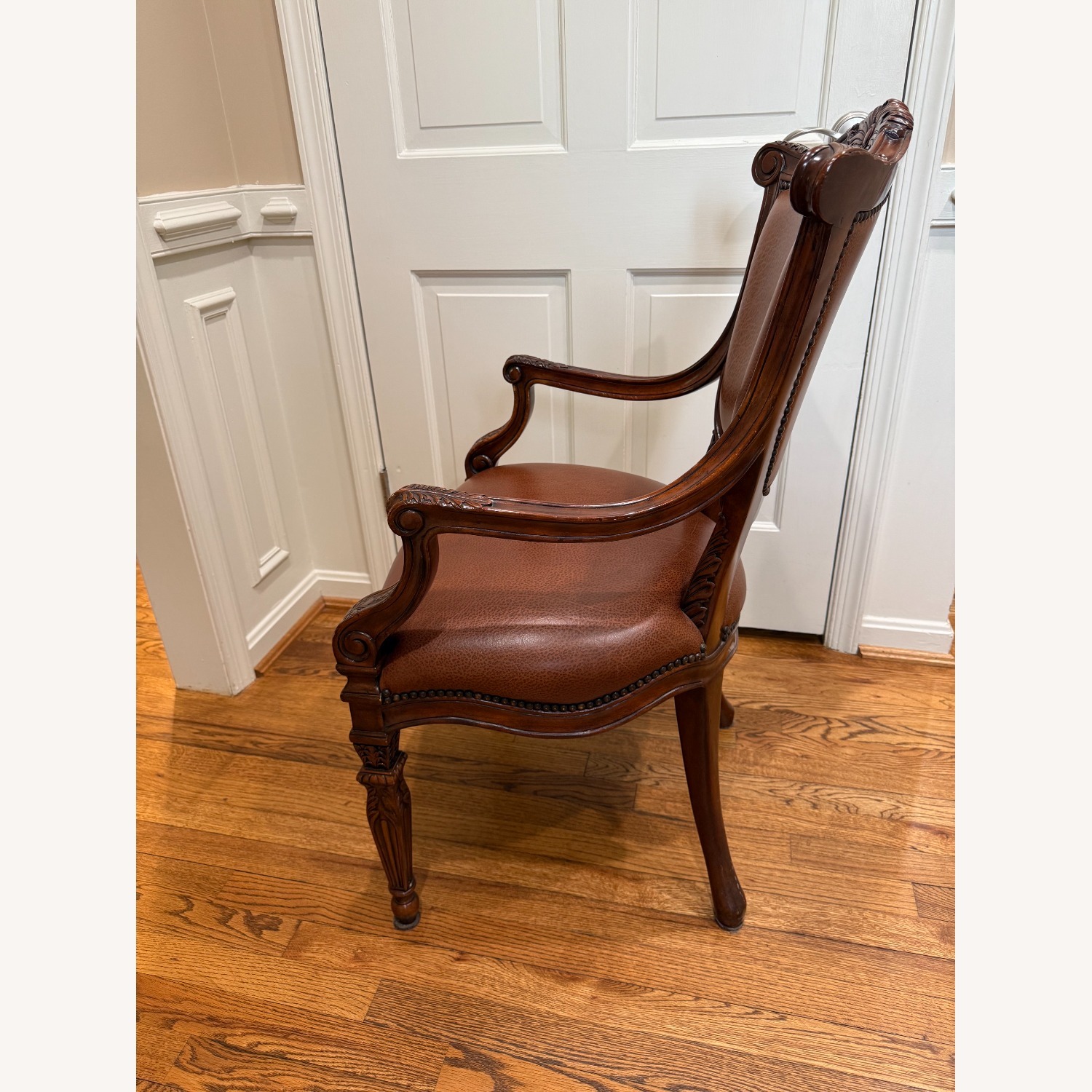 Theodore Alexander Dark Brown Leather Armchair - image-2