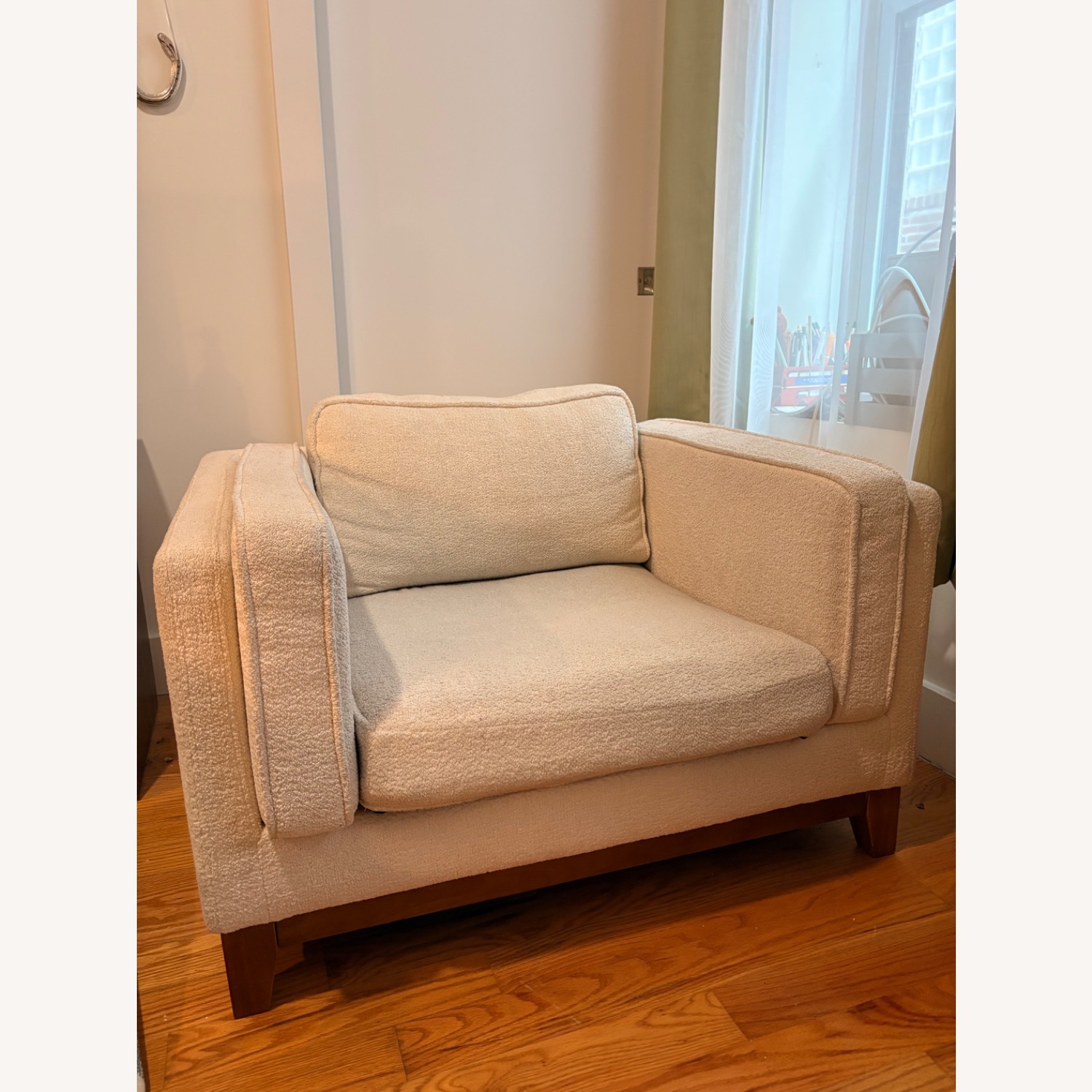 Dipley White Fabric Armchair - image-1