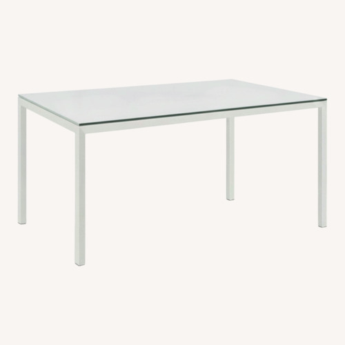 Used Room & Board Parsons White Glass Dining Table for sale on AptDeco