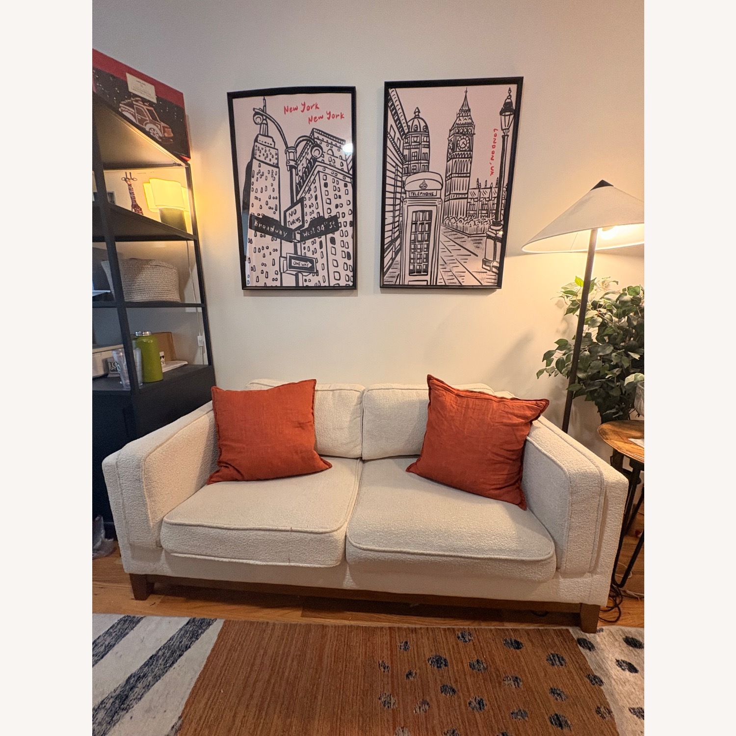 Dipley White Fabric 2 Seater Sofa - image-1