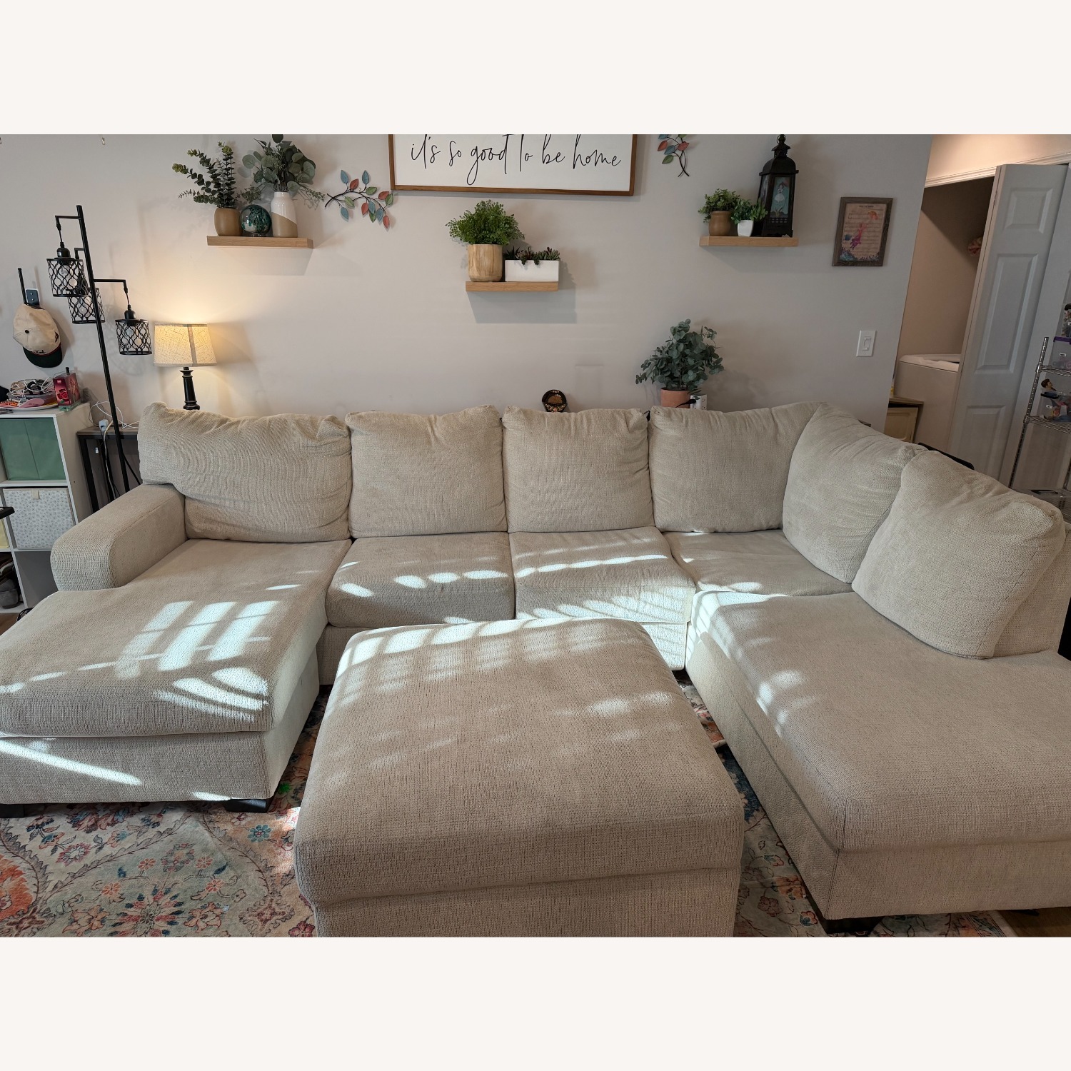 Ashley Furniture Fabric 2 Piece Sectional and Ottoman - image-1