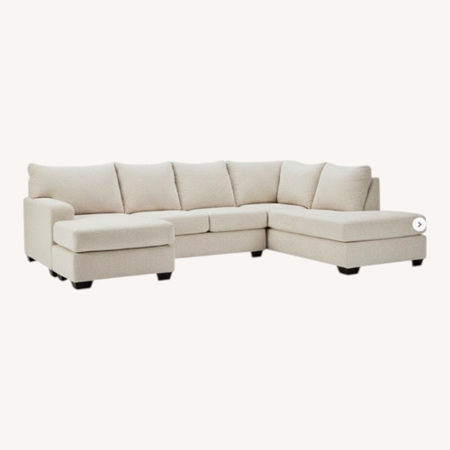 Used Ashley Furniture Fabric 2 Piece Sectional and Ottoman for sale on AptDeco