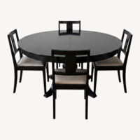 Baker Furniture Black Wood Extendable Dining Table