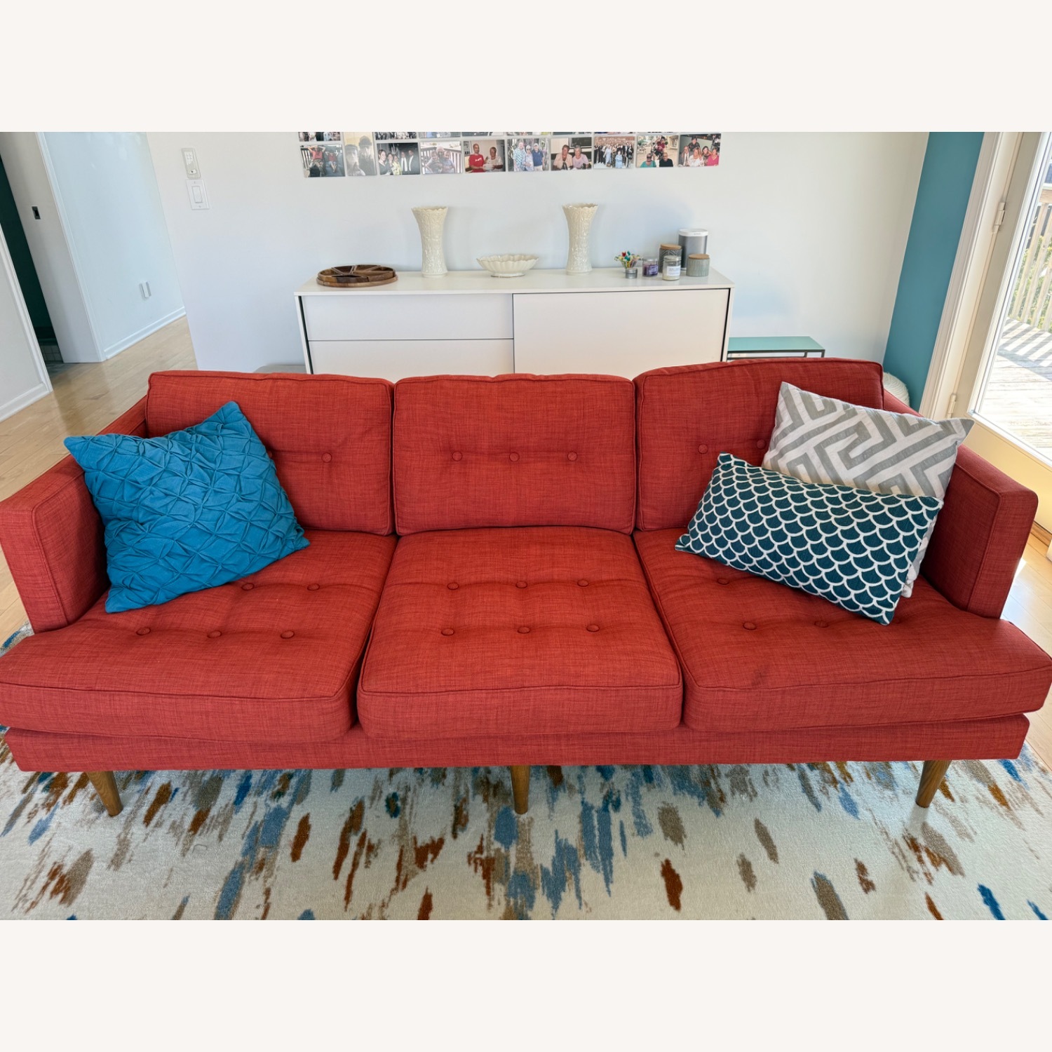 West Elm Peggy Orange Fabric 3+ Seater Sofa - image-2