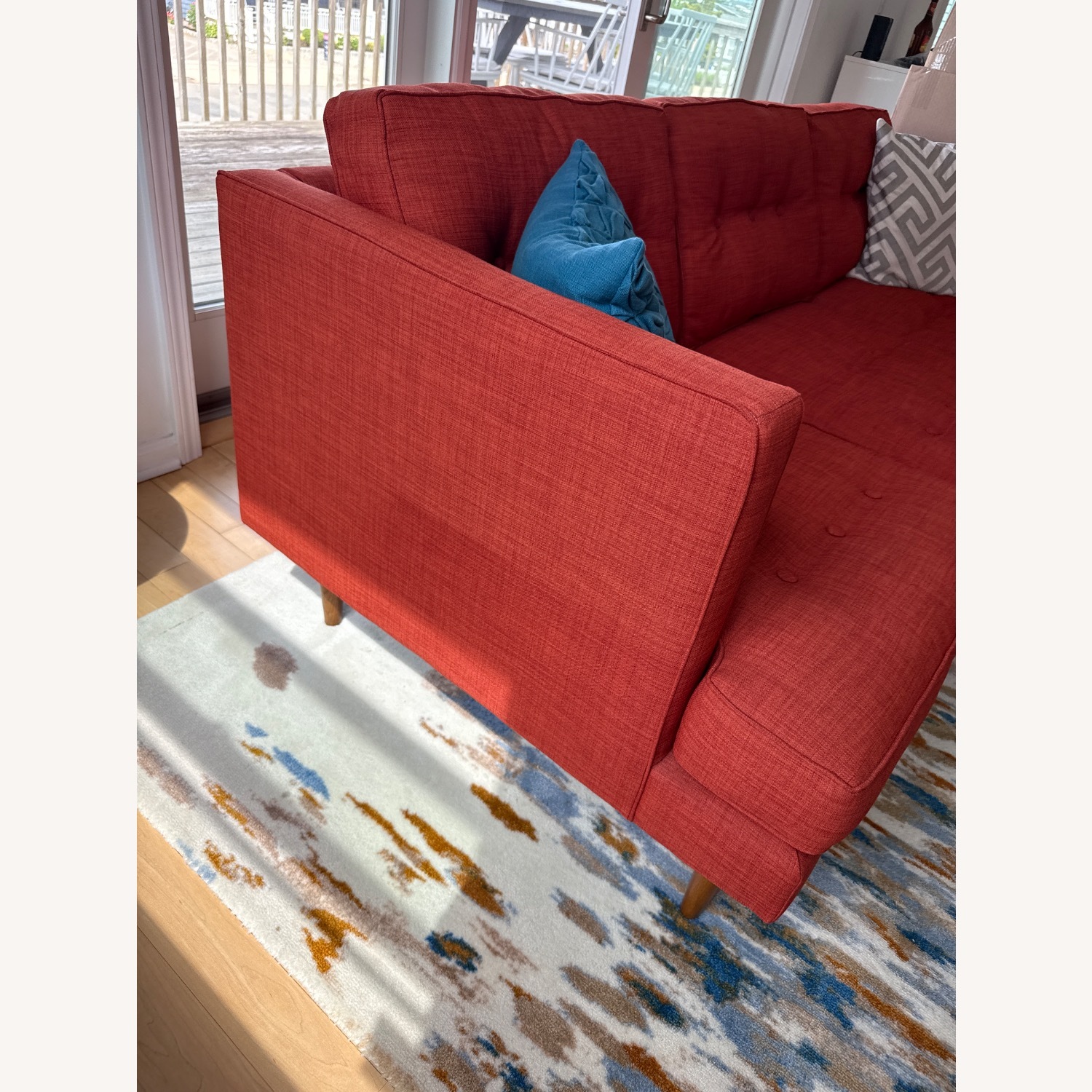 West Elm Peggy Orange Fabric 3+ Seater Sofa - image-3