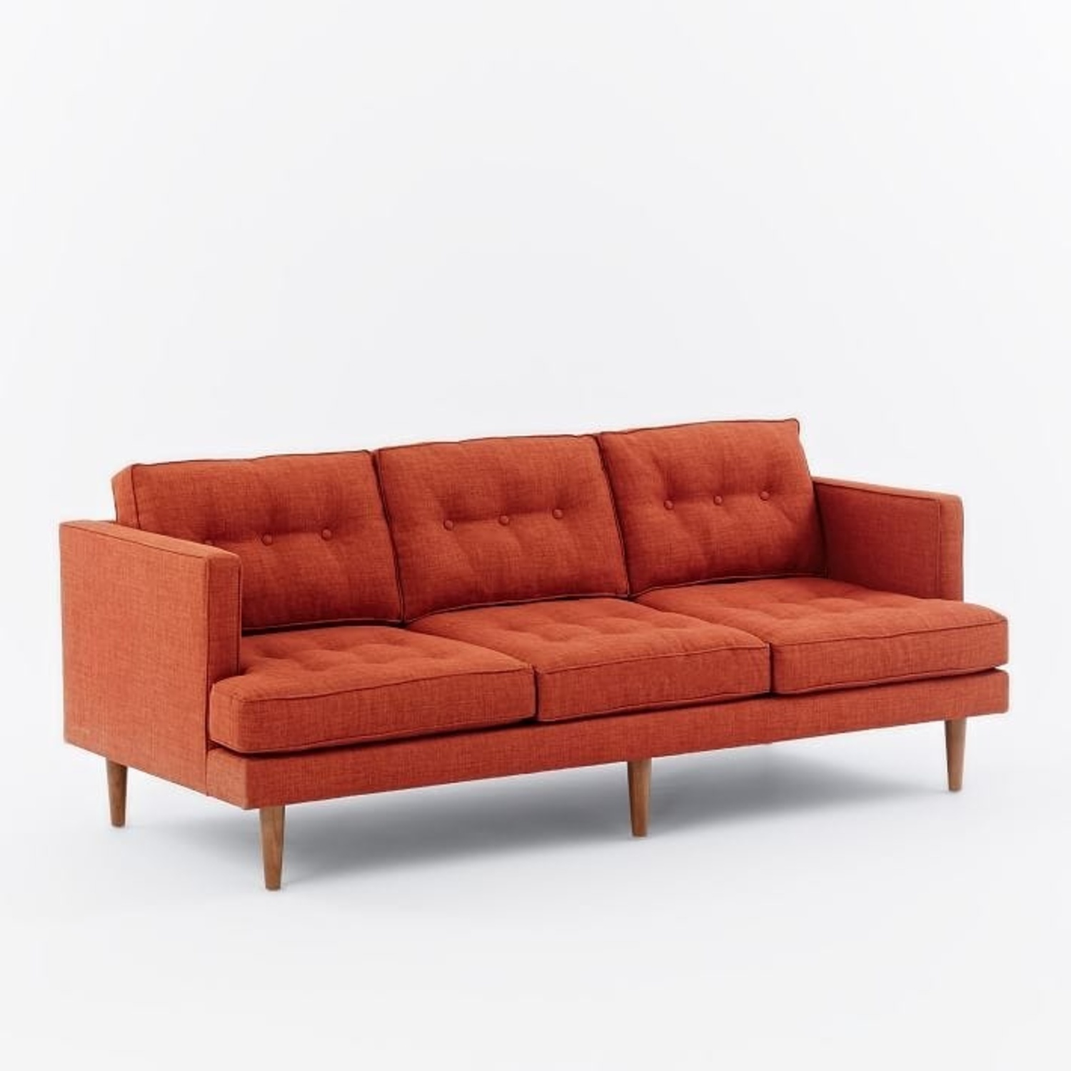 West Elm Peggy Orange Fabric 3+ Seater Sofa - image-8