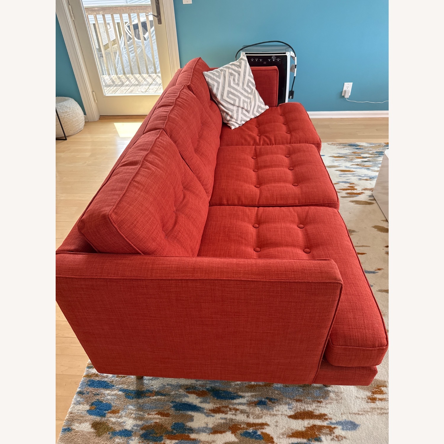 West Elm Peggy Orange Fabric 3+ Seater Sofa - image-6