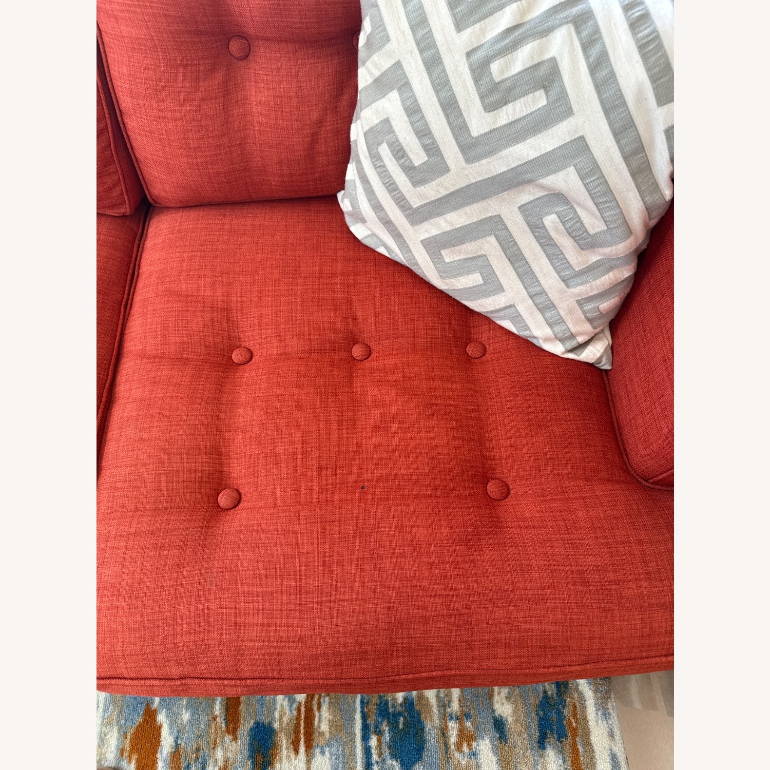 West Elm Peggy Orange Fabric 3+ Seater Sofa - image-5