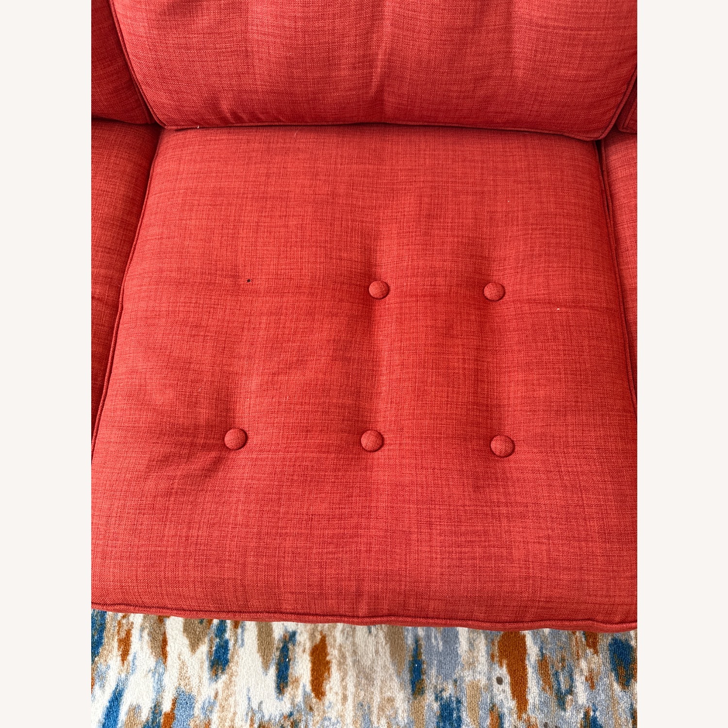 West Elm Peggy Orange Fabric 3+ Seater Sofa - image-4