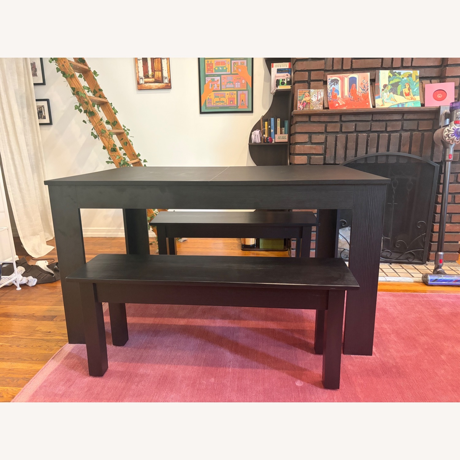 Black Wood Veneer Dining Table - image-2