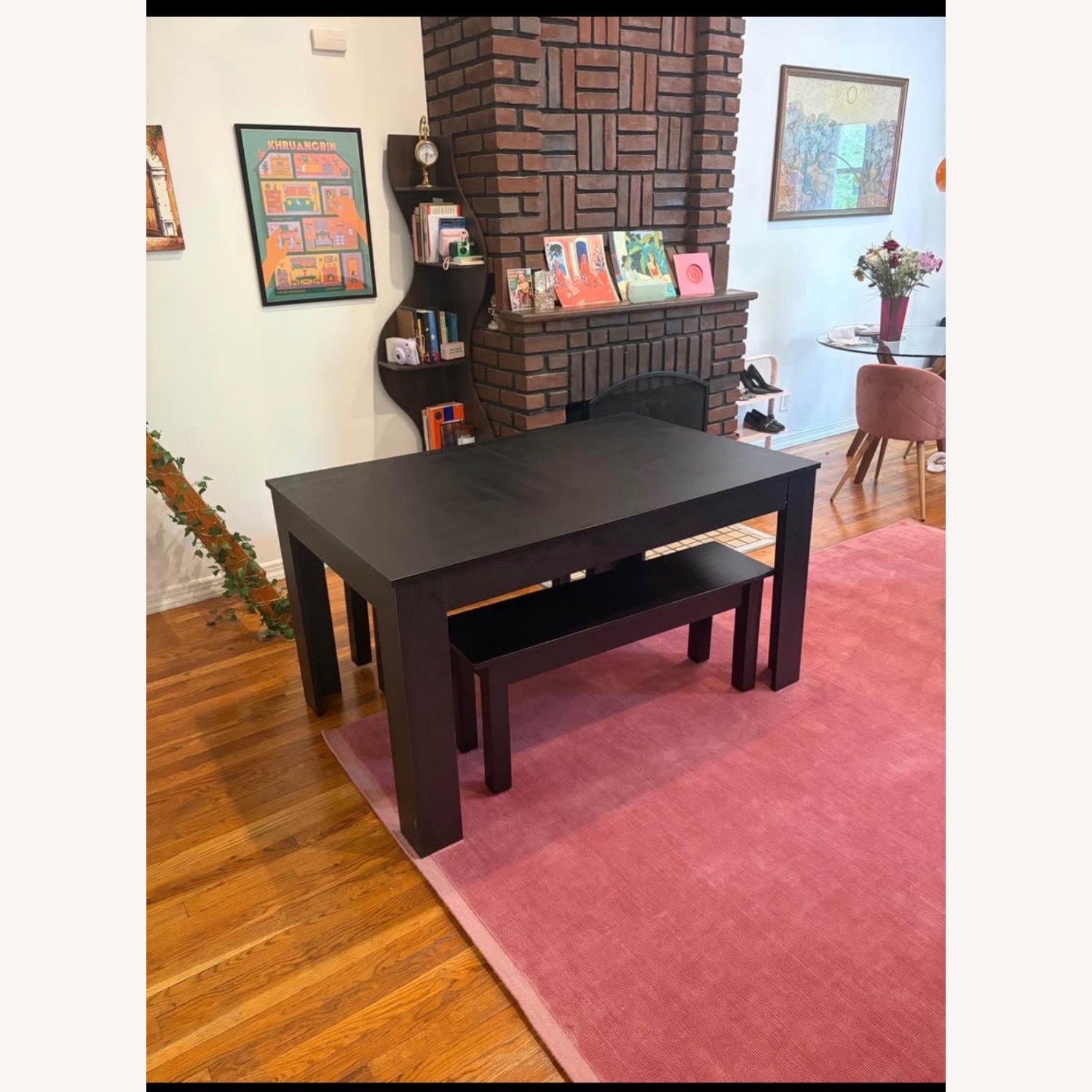 Black Wood Veneer Dining Table - image-1