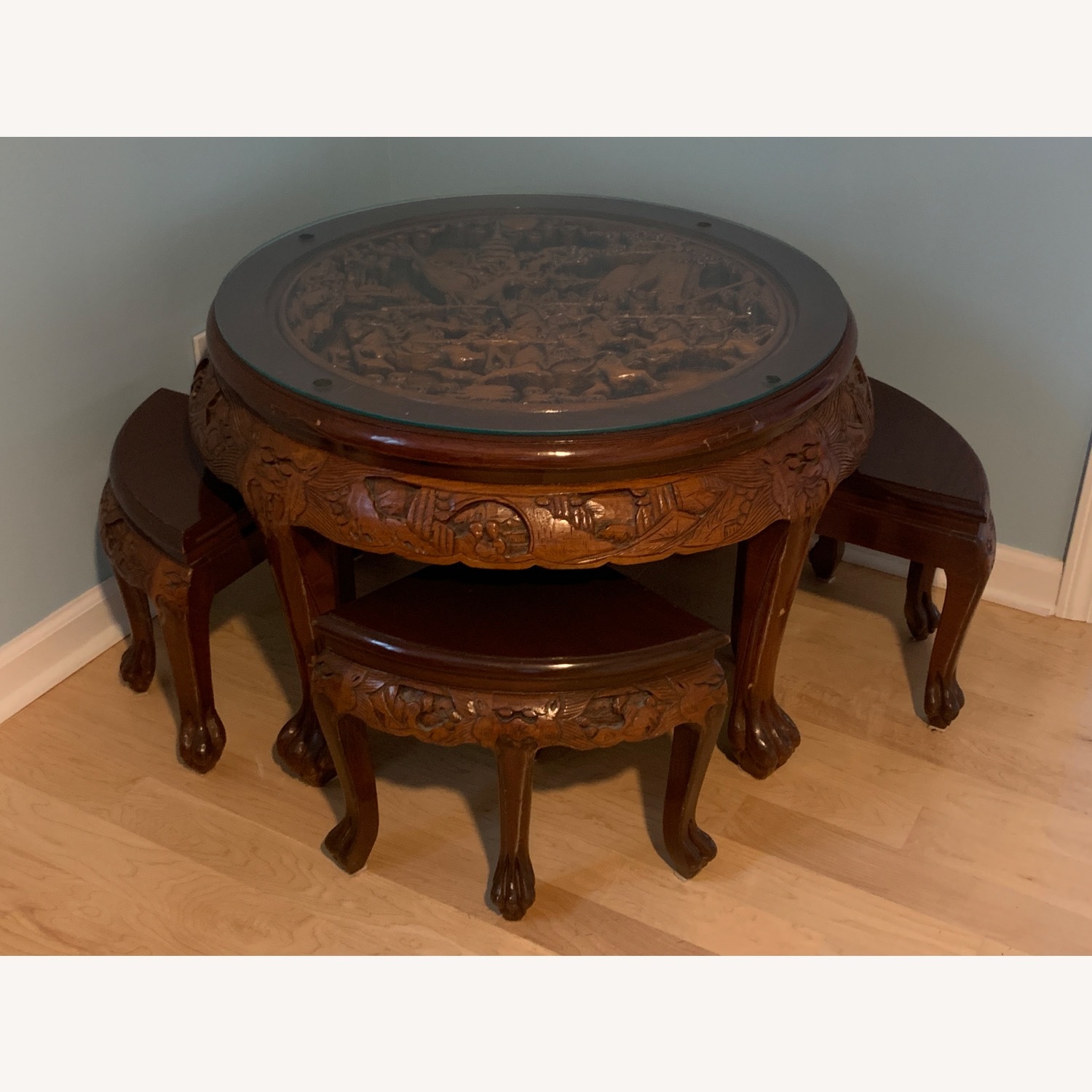Dark Brown Wood Coffee Table - image-1