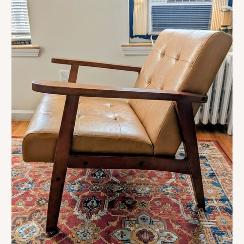 Used Wayfair Light Brown Faux Leather Accent Chair for sale on AptDeco