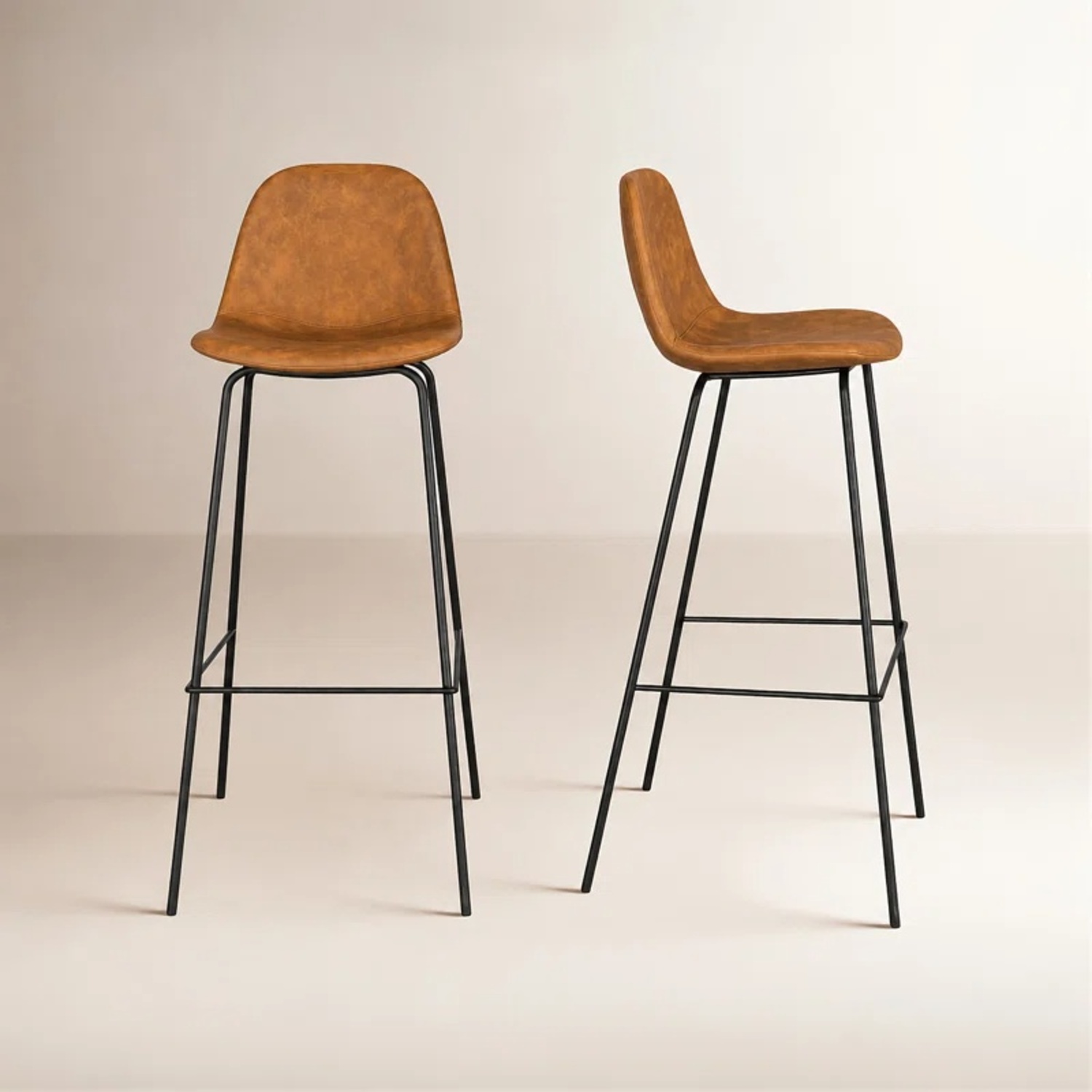 Wayfair Saddle Brown Faux Leather Bar Stools - image-5