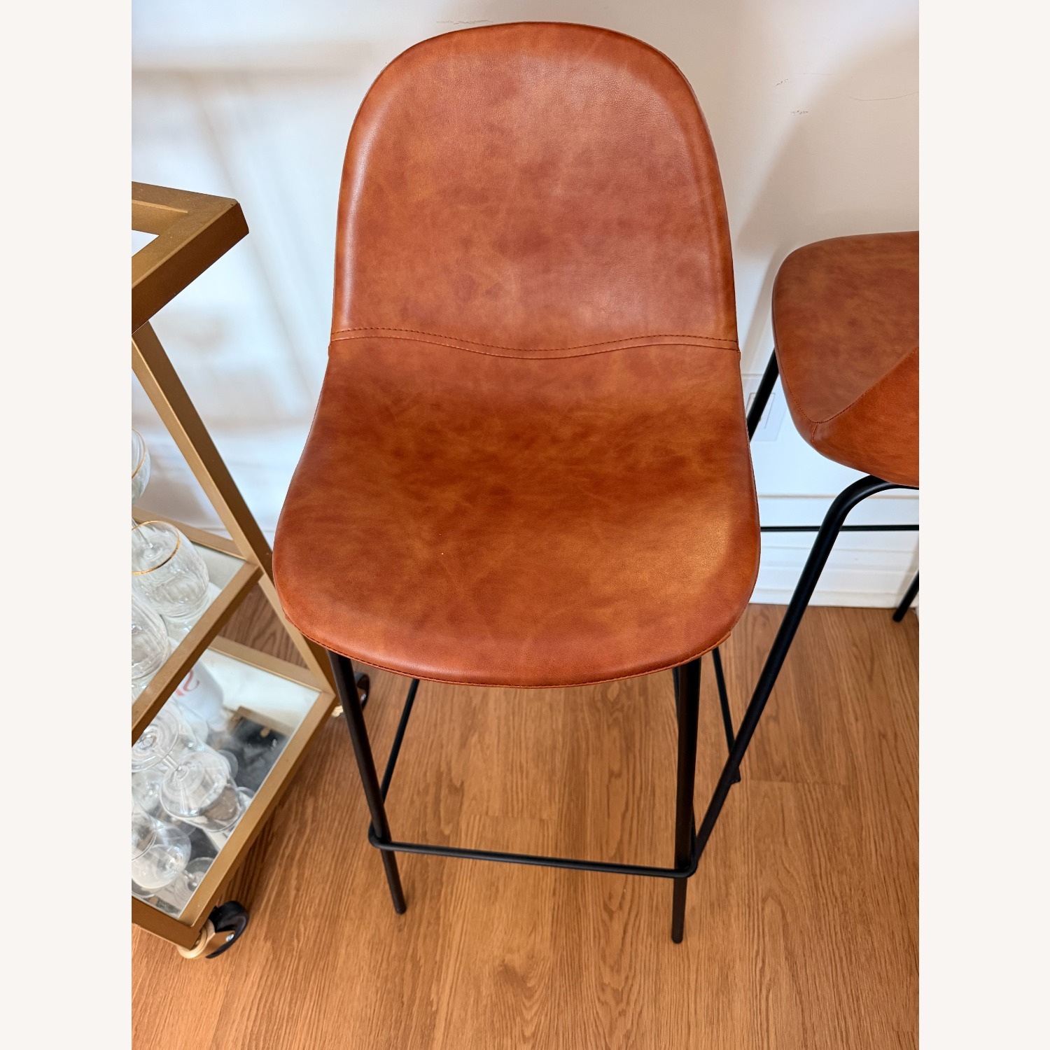Wayfair Saddle Brown Faux Leather Bar Stools - image-3
