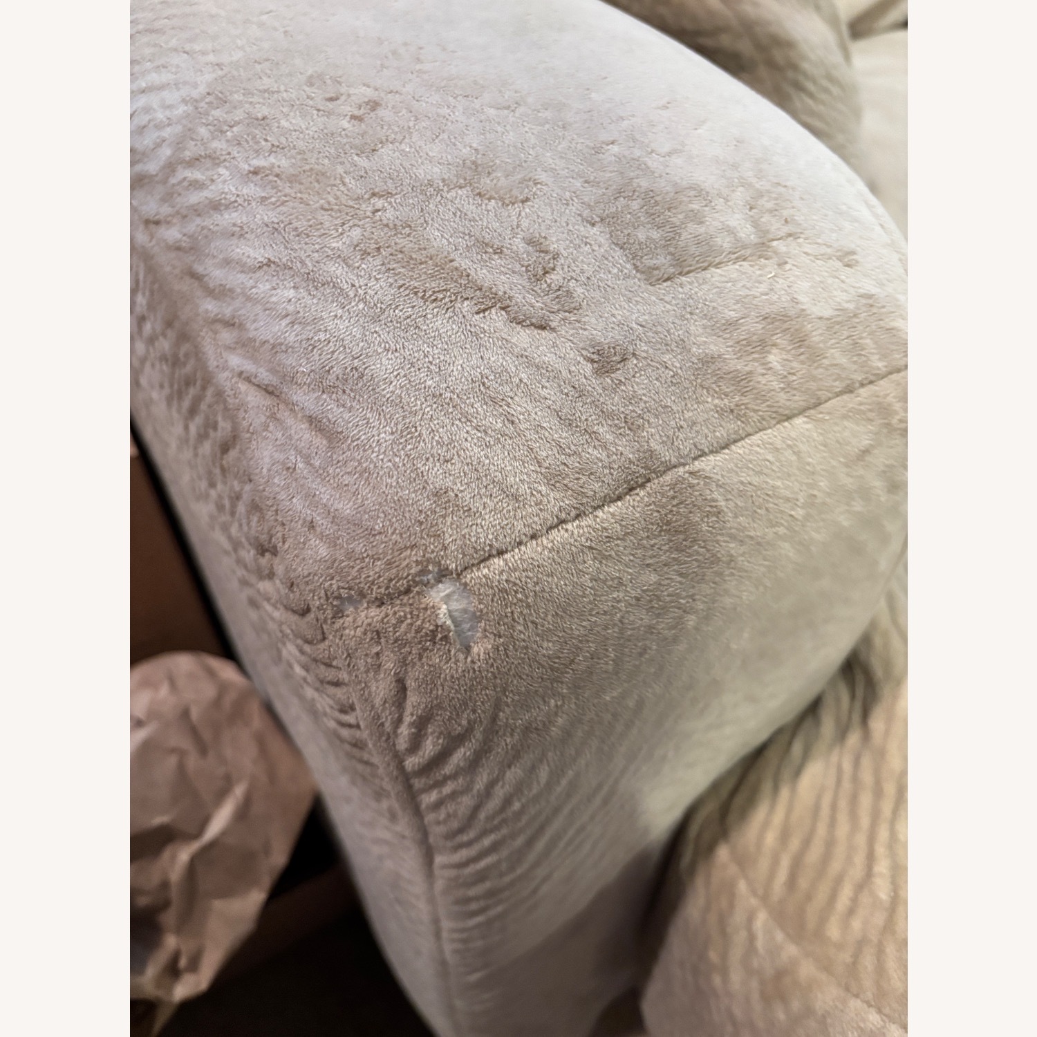 Large Beige Microfiber Sofa w Matching Ottoman - image-4