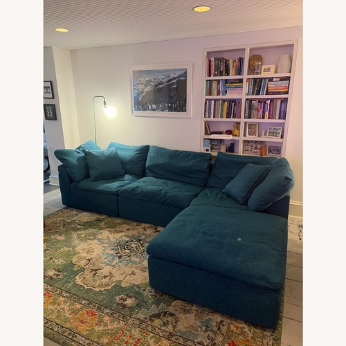 Used Joybird Bryant Blue Fabric 3+ Piece Sectional for sale on AptDeco