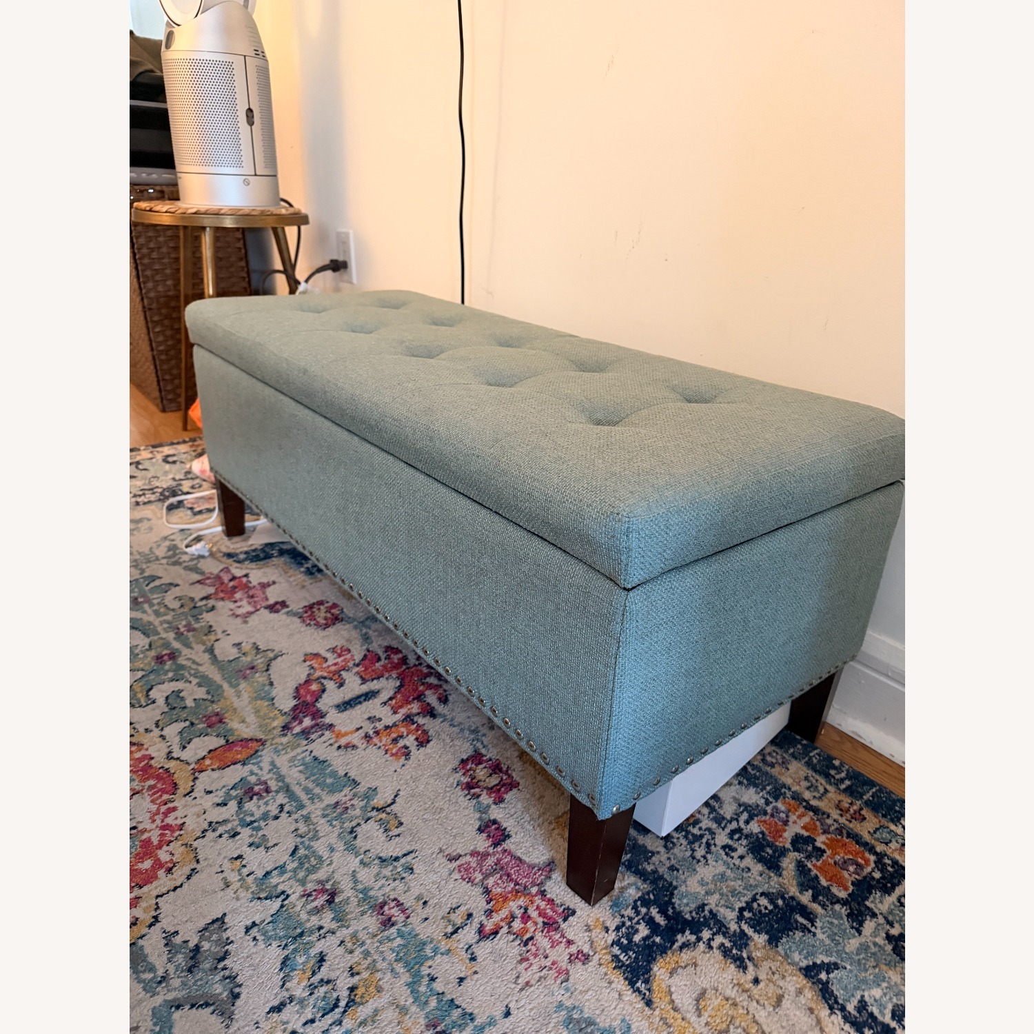 Mint Green Upholstered Storage Bench - image-2
