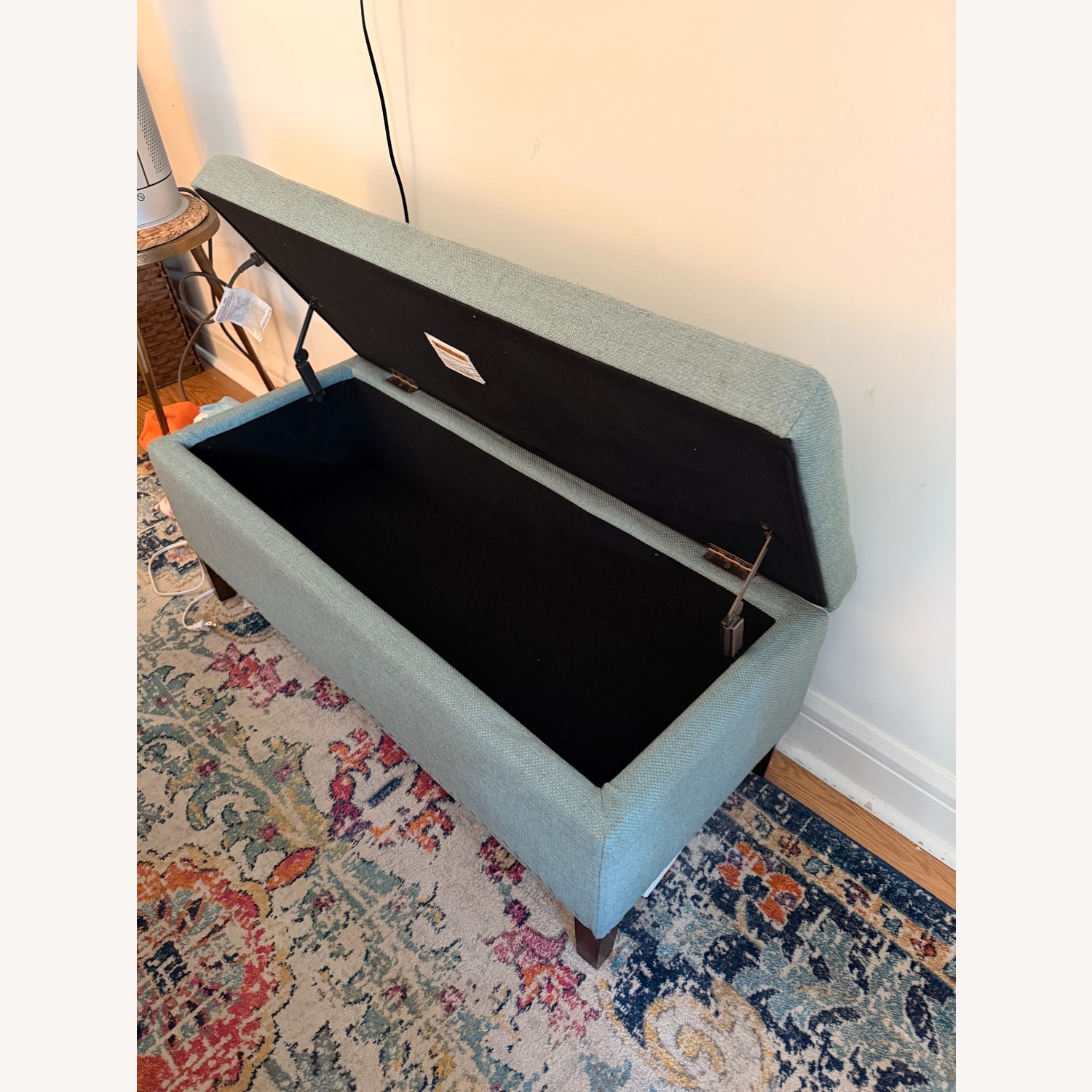 Mint Green Upholstered Storage Bench - image-3