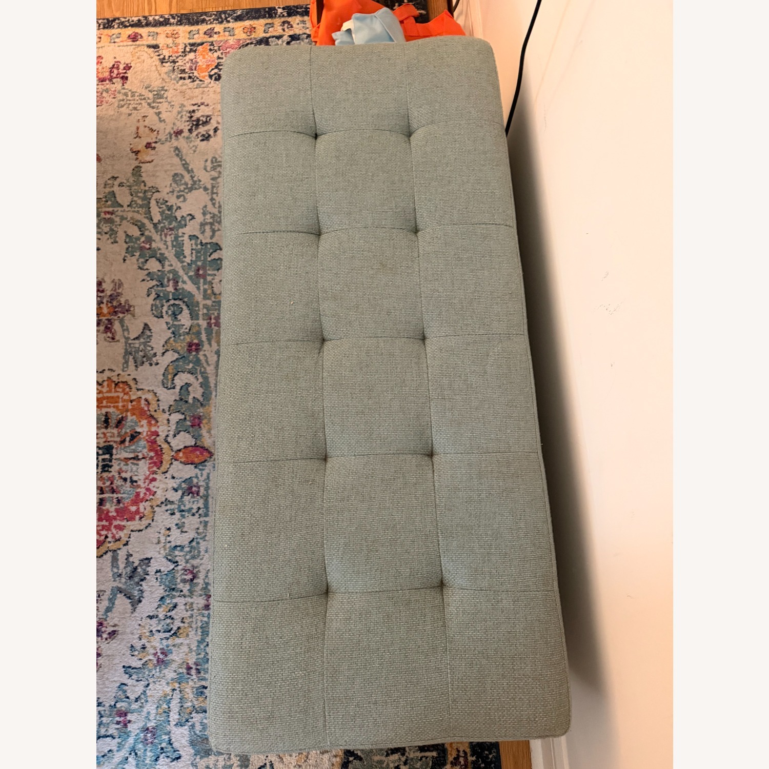 Mint Green Upholstered Storage Bench - image-4