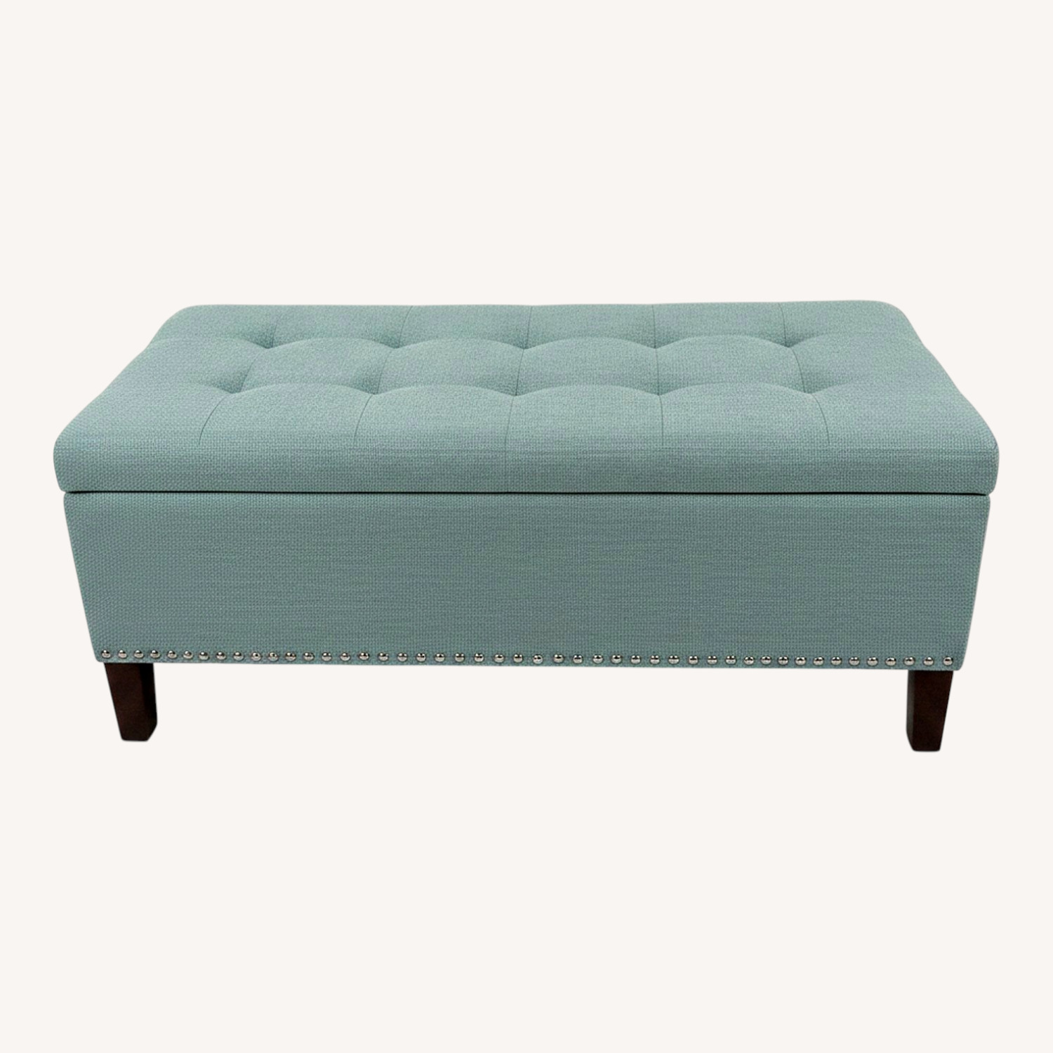 Mint Green Upholstered Storage Bench - image-0