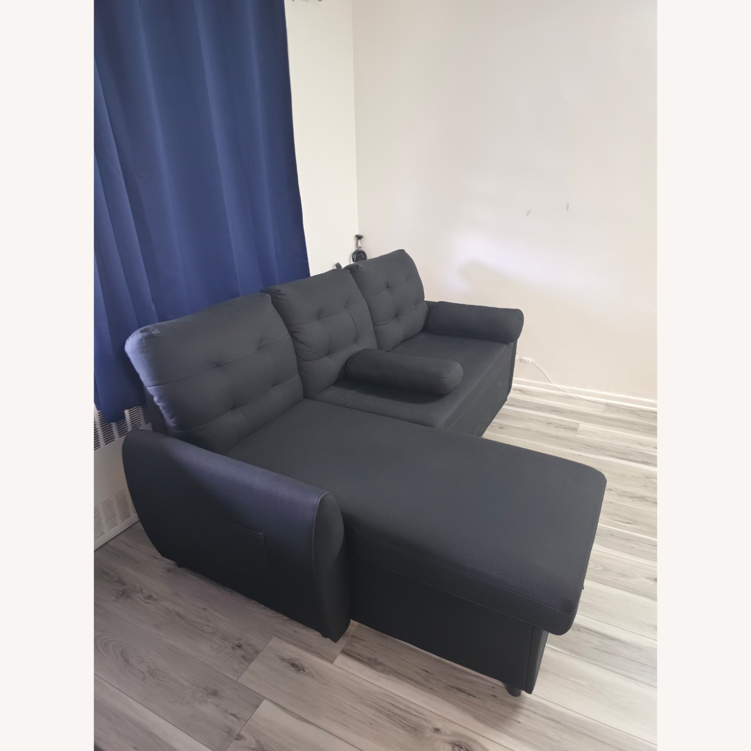 Black Linen Sleeper Sofa - image-4