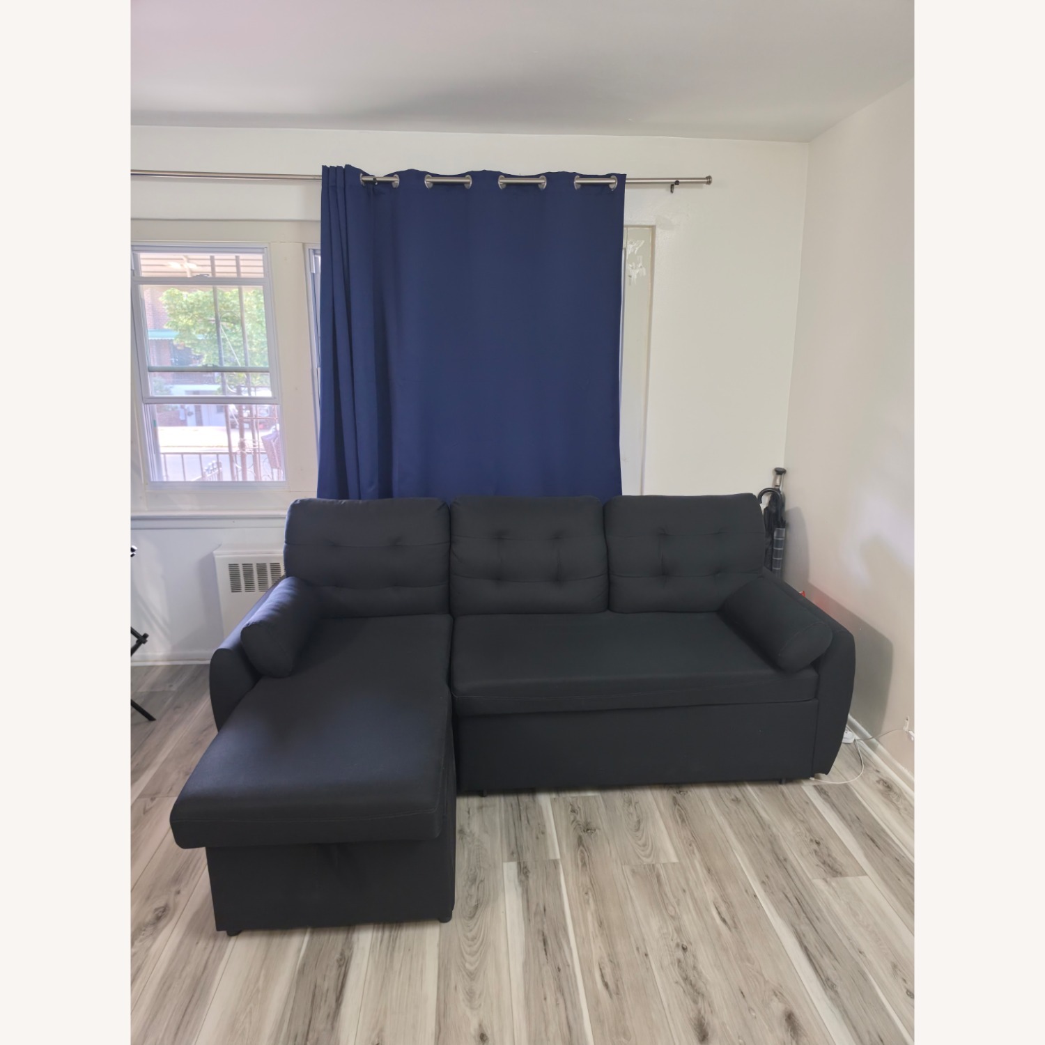 Black Linen Sleeper Sofa - image-2